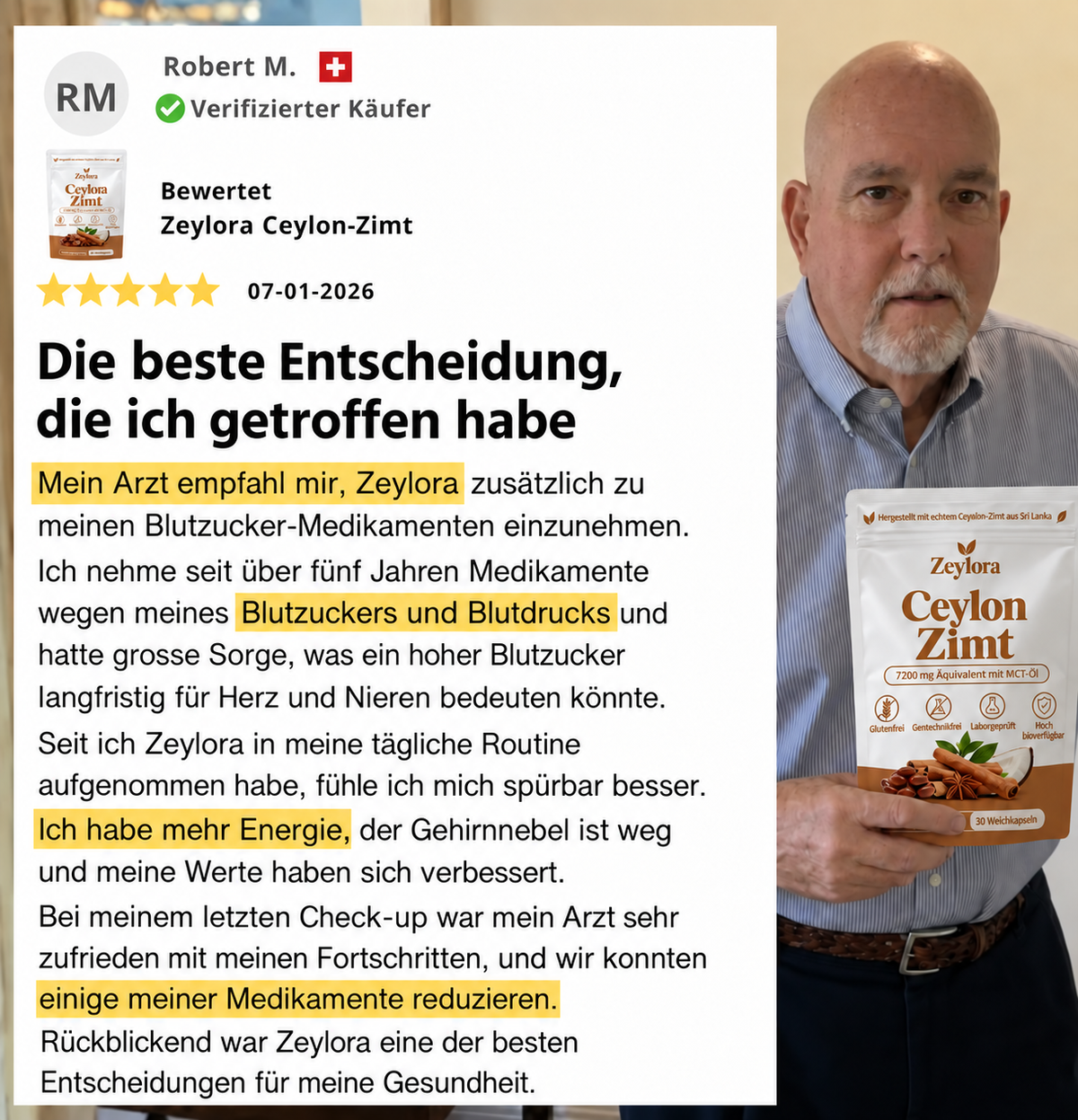 Ceylon-Zimt – 7'200 mg Äquivalent mit MCT-Öl