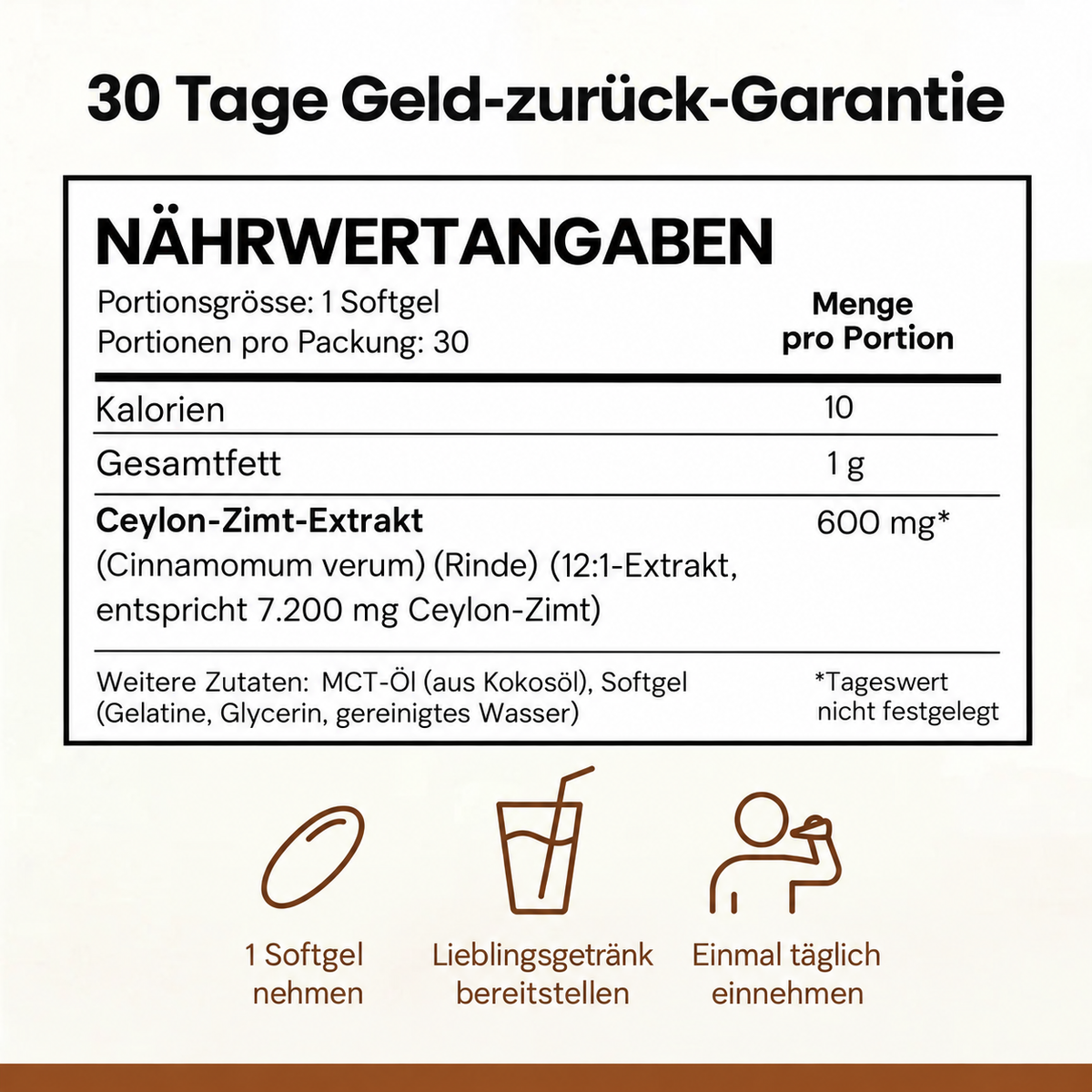 Ceylon-Zimt – 7'200 mg Äquivalent mit MCT-Öl